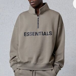Essentials Men's Zip Up Sweater in Taupe